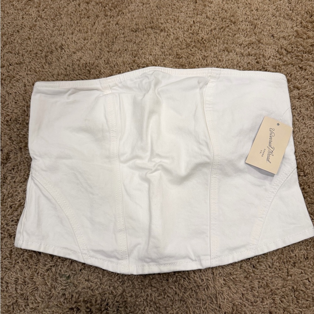 White Strapless Corset Denim Tube Top By Universal Threads. SIZE 12 NWT